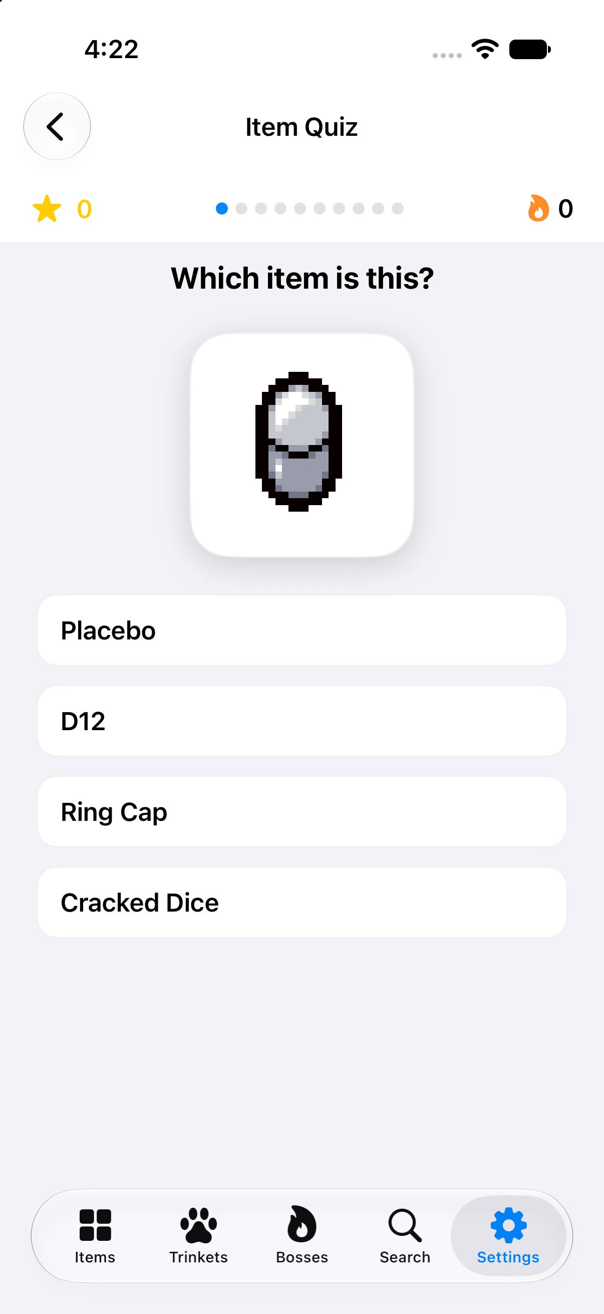 Item quiz
